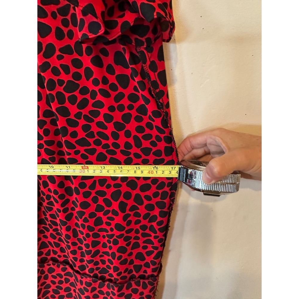 Vintage Red Black Print Flamenco Midi Art Deco Flapper Tiered ruffle dress 8 - Picture 8 of 16